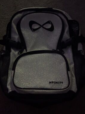 NFINITY Silver Glitter Backpack with Black Trim